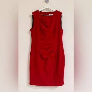 Calvin Klein Red Sleeveless Midi Sheath Dress